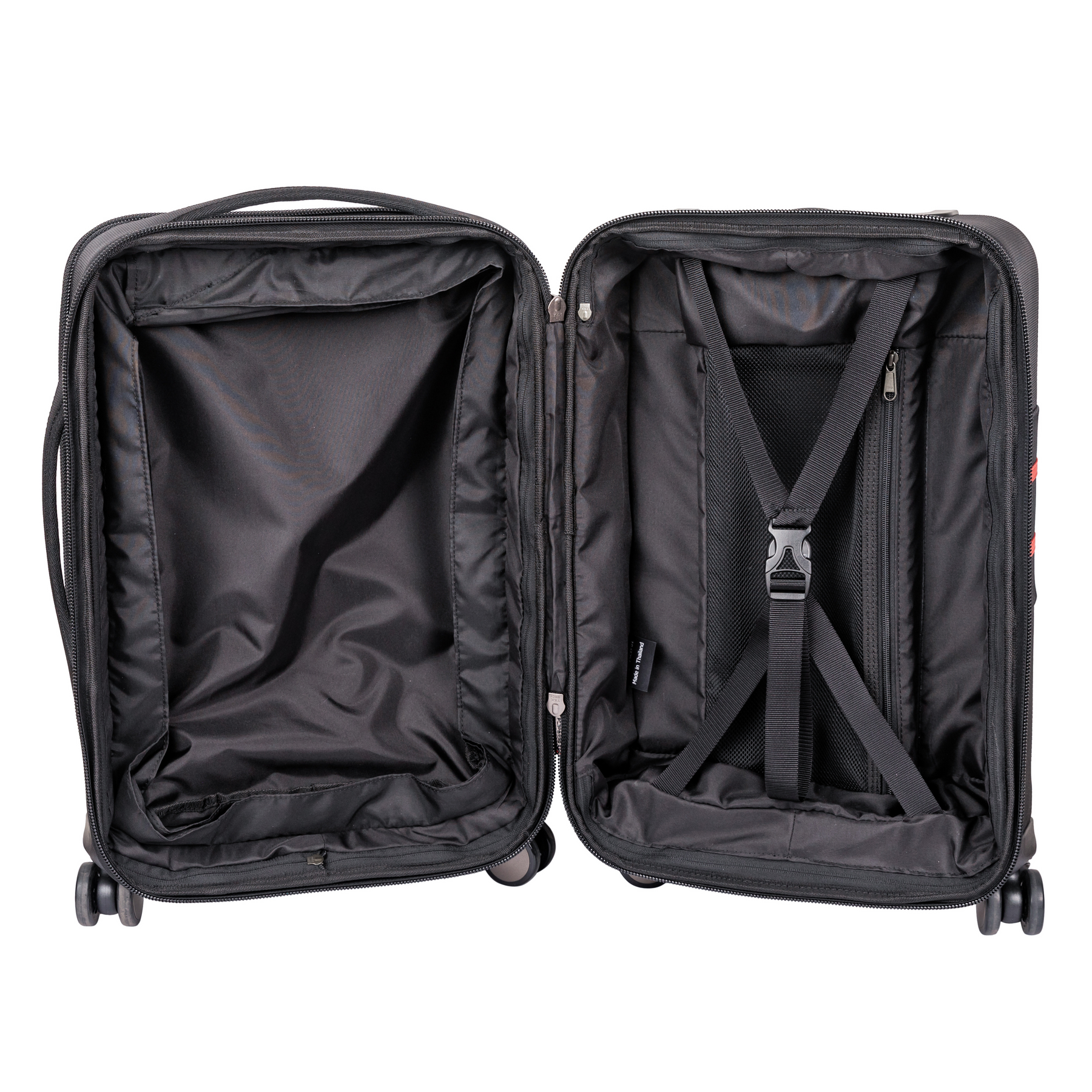 Open Flipside suitcase showing its full interior capacity